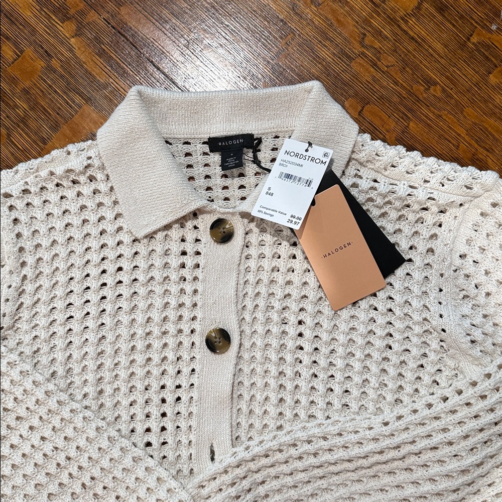 Halogen Cream Button-Up Cardigan